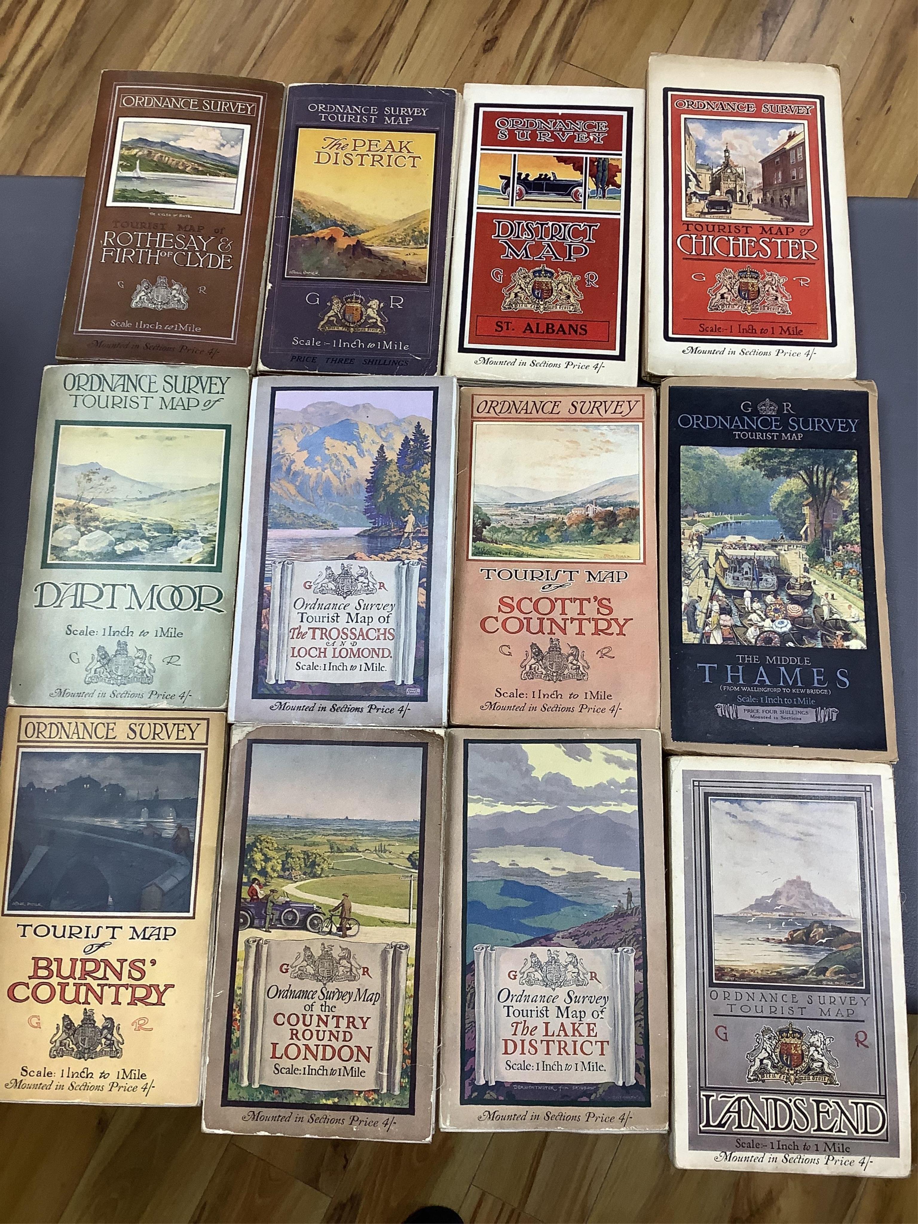 Twenty-five Bartholomew's series maps of England and Wales, together with five Bartholomew roadmaps of Ireland, four ordnance survey maps of Ireland, fourteen ordnance survey tourist maps, and RAC Route Book for England